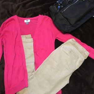 Bright pink cardigan